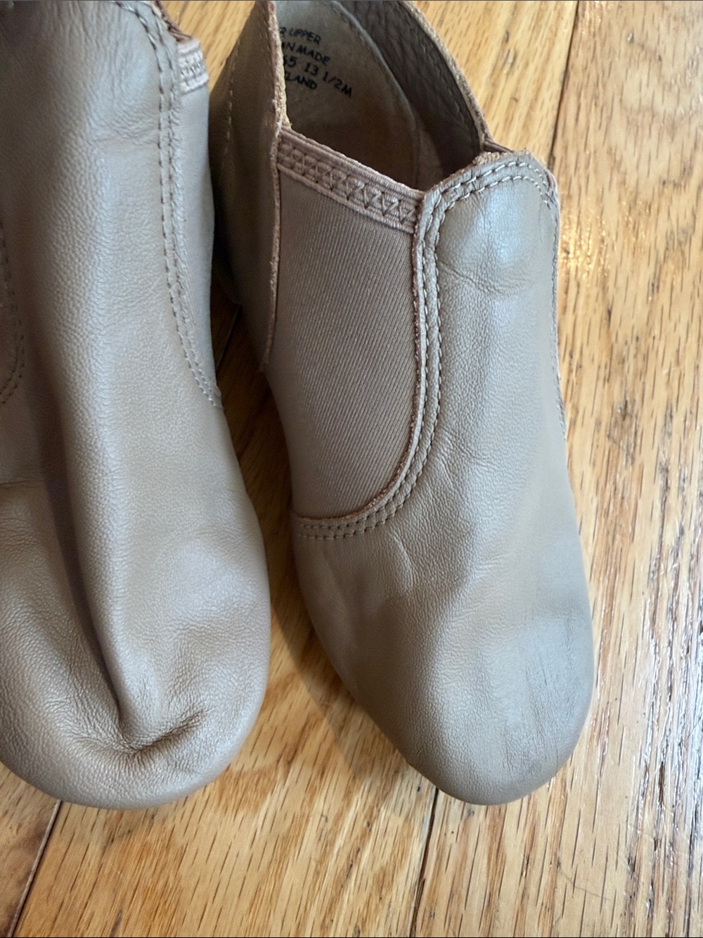 Kids Tan Slip-On Leather Jazz Shoes